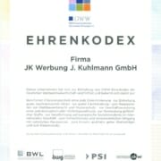 Urkunde des GWW Ehrenkodex