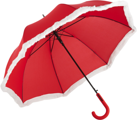 roter Regenschirm im Weihnachtslook