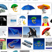 Regenschirme sind das Symbol für die Euro Rettung