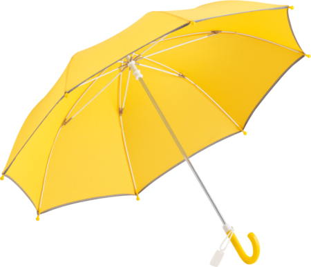 Regenschirm für Kinder mit gelbem Bezug iund reflektierender Paspelierung