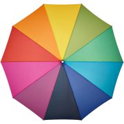 Ein Regenschirm mit Bezug in allen Farben des Regenbogens