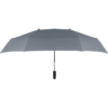 Frontalaufnahme eines grauen Regenschirms