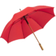 geöffneter Bambus Regenschirm mit rotem Bezug
