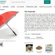 Listing von Fanbrella Regenschirme in einem Online-Shop